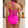 High Waisted Underwire Bikini Sets – Women 2025 Two Piece Swimsuits Halter Bathing Suits with Tummy Control Bottom(Hot Pink)