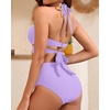 High Waisted Underwire Bikini Sets – Women 2025 Two Piece Swimsuits Halter Bathing Suits with Tummy Control Bottom(Light Lavender)