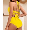 High Waisted Underwire Bikini Sets – Women 2025 Two Piece Swimsuits Halter Bathing Suits with Tummy Control Bottom(Yellow)