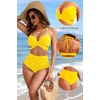 High Waisted Underwire Bikini Sets – Women 2025 Two Piece Swimsuits Halter Bathing Suits with Tummy Control Bottom(Yellow)