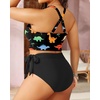 Plus Size Two Piece Swimsuits – Women High Waisted Bikini Scoop Neck Bathing Suit Swimwear(Dinosaur Print)