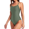 Tempt Me Athletic One Piece Swimsuits for Women Training Sport Tummy Control Bathing Suits(Army Green)