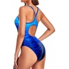 Tempt Me Athletic One Piece Swimsuits for Women Training Sport Tummy Control Bathing Suits(Blue Ocean)
