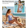 Tempt Me Athletic One Piece Swimsuits for Women Training Sport Tummy Control Bathing Suits(Blue Striped-new)