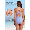 Tempt Me Athletic One Piece Swimsuits for Women Training Sport Tummy Control Bathing Suits(Blue Striped-new)