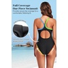 Tempt Me Athletic One Piece Swimsuits for Women Training Sport Tummy Control Bathing Suits(Colorful Black)
