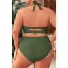 Tempt Me Women Plus Size Bikini High Waisted Swimsuits Mesh Tummy Control Two Piece Bathing Suit(Army Green)