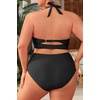 Tempt Me Women Plus Size Bikini High Waisted Swimsuits Mesh Tummy Control Two Piece Bathing Suit(Black)