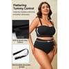 Tempt Me Women Plus Size High Waisted Bikini Bandeau Two Piece Swimsuit(Black)