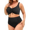 Tempt Me Women Plus Size High Waisted Bikini Drawstring Two Piece Swimsuit Underwire Bathing Suit