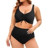Tempt Me Women Plus Size High Waisted Bikini Drawstring Two Piece Swimsuit Underwire Bathing Suit