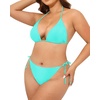 Tempt Me Women Plus Size Sexy Bikini Set String Two Piece Bathing Suit Halter Tie Side Swimsuit(Aqua)