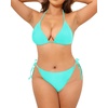 Tempt Me Women Plus Size Sexy Bikini Set String Two Piece Bathing Suit Halter Tie Side Swimsuit(Aqua)