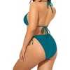 Tempt Me Women Plus Size Sexy Bikini Set String Two Piece Bathing Suit Halter Tie Side Swimsuit(Dark Teal)
