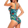 Tempt Me Women Ruched Slimming One Piece Swimsuits Tummy Control Vintage Bathing Suits(Colorful Leaves)