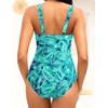 Tempt Me Women Ruched Slimming One Piece Swimsuits Tummy Control Vintage Bathing Suits(Green Paisley)