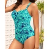 Tempt Me Women Ruched Slimming One Piece Swimsuits Tummy Control Vintage Bathing Suits(Green Paisley)