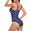 Tempt Me Women Ruched Slimming One Piece Swimsuits Tummy Control Vintage Bathing Suits(Navy Dot)