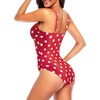 Tempt Me Women Ruched Slimming One Piece Swimsuits Tummy Control Vintage Bathing Suits(Red Dot)