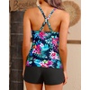 Women Tankini Swimsuits with Shorts – Two Piece Tummy Control Bathing Suits Top with Two Pockets Bottom Swimwear(Colorful Floral)
