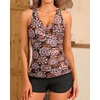 Women Tankini Swimsuits with Shorts – Two Piece Tummy Control Bathing Suits Top with Two Pockets Bottom Swimwear(Mandala)