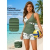 Women Tankini Swimsuits with Shorts – Two Piece Tummy Control Bathing Suits Top with Two Pockets Bottom Swimwear(Palm Print Green)