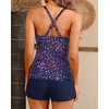 Women Tankini Swimsuits with Shorts – Two Piece Tummy Control Bathing Suits Top with Two Pockets Bottom Swimwear(Star Whole Sky)