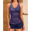 Women Tankini Swimsuits with Shorts – Two Piece Tummy Control Bathing Suits Top with Two Pockets Bottom Swimwear(Star Whole Sky)