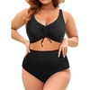 Tempt Me Women Plus Size High Waisted Bikini Drawstring Two Piece Swimsuit Underwire Bathing Suit