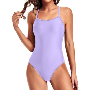 Tempt Me Athletic One Piece Swimsuits for Women Training Sport Tummy Control Bathing Suits(Light Purple)
