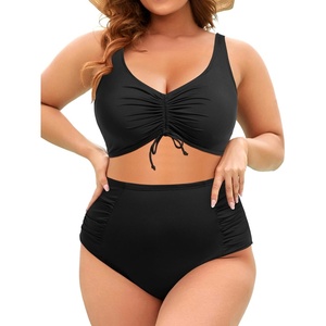 Tempt Me Women Plus Size High Waisted Bikini Drawstring Two Piece Swimsuit Underwire Bathing Suit