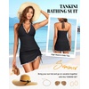 Women Tankini Swimsuits with Skirt – Two Piece Tummy Control Bathing Suit Halter V Neck 2026 Swimwear(Black)