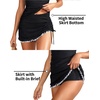 Women Tankini Swimsuits with Skirt – Two Piece Tummy Control Bathing Suit Halter V Neck 2026 Swimwear(Black)