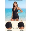 Women Tankini Swimsuits with Skirt – Two Piece Tummy Control Bathing Suit Halter V Neck 2026 Swimwear(Black)