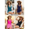 Women Tankini Swimsuits with Skirt – Two Piece Tummy Control Bathing Suit Halter V Neck 2026 Swimwear(Navy and Pattern)