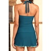 Women Tankini Swimsuits with Skirt – Two Piece Tummy Control Bathing Suit Halter V Neck 2026 Swimwear(Teal and Green)