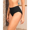 Tempt Me Mid Waist Bikini Bottoms-Full Coverage Bathing Suit Bottom with Pockets(Black)