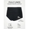 Tempt Me Women High Waisted Bikini Bottom Retro Ruched Swim Bottom Shirred Tankinis Brief(Black)