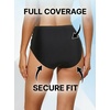 Tempt Me Women High Waisted Bikini Bottom Retro Ruched Swim Bottom Shirred Tankinis Brief(Black)