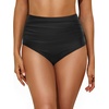 Tempt Me Women High Waisted Bikini Bottom Retro Ruched Swim Bottom Shirred Tankinis Brief(Black)