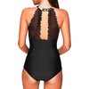 Tempt Me Women One Piece Swimsuit High Neck Plunge Ruched Tummy Control Bathing Suit(Blue Leopard)