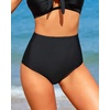 Tempt Me Women Retro High Waisted Bikini Bottoms Tummy Control Swimsuit Bottoms(Black)