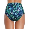 Tempt Me Women Retro High Waisted Bikini Bottoms Tummy Control Swimsuit Bottoms(Green Leaves)
