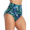 Tempt Me Women Retro High Waisted Bikini Bottoms Tummy Control Swimsuit Bottoms(Green Leaves)