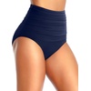 Tempt Me Women Retro High Waisted Bikini Bottoms Tummy Control Swimsuit Bottoms(Navy Blue)