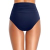 Tempt Me Women Retro High Waisted Bikini Bottoms Tummy Control Swimsuit Bottoms(Navy Blue)