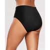 Tempt Me Womens High Cut High Waisted Bikini Bottoms Tummy Control Bathing Suit Bottoms Swim Bottom Swimsuit Bottom(Black)