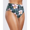 Tempt Me Womens High Cut High Waisted Bikini Bottoms Tummy Control Bathing Suit Bottoms Swim Bottom Swimsuit Bottom(Black Flower)