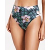 Tempt Me Womens High Cut High Waisted Bikini Bottoms Tummy Control Bathing Suit Bottoms Swim Bottom Swimsuit Bottom(Black Flower)