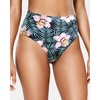 Tempt Me Womens High Cut High Waisted Bikini Bottoms Tummy Control Bathing Suit Bottoms Swim Bottom Swimsuit Bottom(Black Flower)